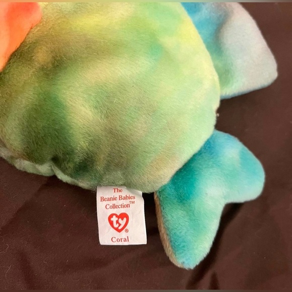 Ty Beanie Babies Multicolor Plush Fish - “Coral” - Picture 3 of 7